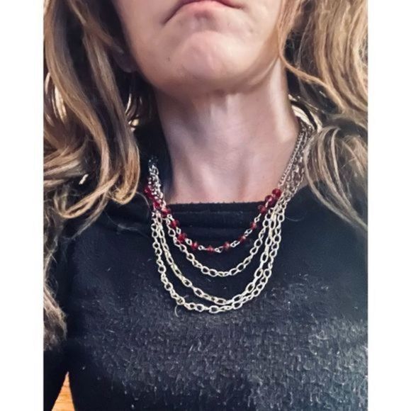 Pretty vintage SILVER AND SAPPHIRE NECKLACE - Picture 1 of 6